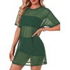 image:imageLYANER Womens Sheer Mesh Sexy Blouse TopsSolid Green
