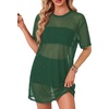 image:imageLYANER Womens Sheer Mesh Sexy Blouse TopsSolid Green