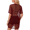 image:imageLYANER Womens Sheer Mesh Sexy Blouse TopsSolid Wine Red