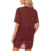 image:imageLYANER Womens Sheer Mesh Sexy Blouse TopsWine Red