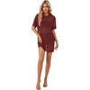 image:imageLYANER Womens Sheer Mesh Sexy Blouse TopsWine Red