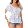 image:imageLYANER Womens Square Neck Casual Peplum TopFloral Light Blue