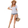 image:imageLYANER Womens Square Neck Casual Peplum TopFloral Light Blue