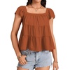 image:imageLYANER Womens Square Neck Cute Summer TopsCaramel