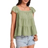 image:imageLYANER Womens Square Neck Cute Summer TopsPea Green