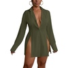 image:imageLYANER Womens Collared Deep V Neck Sexy TopsAmy Green