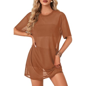 image:imageLYANER Womens Sheer Mesh Sexy Blouse TopsCaramel01