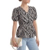 image:imageLYANER Womens Button Down V Neck Peplum TopsBeige