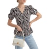 image:imageLYANER Womens Button Down V Neck Peplum TopsBeige