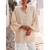 image:imageLYANER Womens Button V Neck Casual Blouse TopsBeige