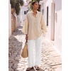 image:imageLYANER Womens Button V Neck Casual Blouse TopsBeige