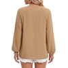 image:imageLYANER Womens Button V Neck Dressy Casual Peplum TopsKhaki