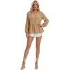 image:imageLYANER Womens Button V Neck Dressy Casual Peplum TopsKhaki
