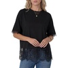 image:imageLYANER Womens Casual Lace Trim Summer TShirt Black XLarge