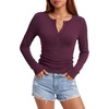 image:imageLYANER Womens Henley V Neck Casual TShirtsPurple