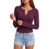 image:imageLYANER Womens Henley V Neck Casual TShirtsPurple