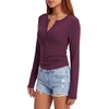 image:imageLYANER Womens Henley V Neck Casual TShirtsPurple