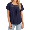 image:imageLYANER Womens Lace Trim Casual Tunic TopsDark Blue