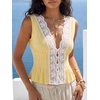 image:imageLYANER Womens Lace Trim V Neck Sexy Tank TopsYellow