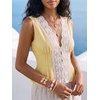 image:imageLYANER Womens Lace Trim V Neck Sexy Tank TopsYellow