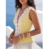 image:imageLYANER Womens Lace Trim V Neck Sexy Tank TopsYellow