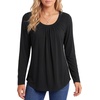 image:imageLYANER Womens Ruched Scoop Neck Tunic TopsBlack
