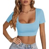 image:imageLYANER Womens Scoop Neck Sexy Crop TopsLight Blue