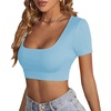 image:imageLYANER Womens Scoop Neck Sexy Crop TopsLight Blue