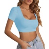 image:imageLYANER Womens Scoop Neck Sexy Crop TopsLight Blue