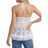 image:imageLYANER Womens Sheer Floral Lace Boho Peplum TopsWhite