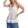 image:imageLYANER Womens Sheer Floral Lace Boho Peplum TopsWhite