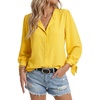 image:imageLYANER Womens Button Down V Neck Work ShirtsYellow