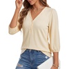 image:imageLYANER Womens Button Up V Neck Casual T ShirtsLight Yellow