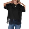 image:imageLYANER Womens Casual Lace Trim Summer TShirt Black XLarge