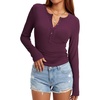 image:imageLYANER Womens Henley V Neck Casual TShirtsPurple