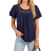 image:imageLYANER Womens Lace Trim Casual Tunic TopsDark Blue
