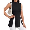 image:imageLYANER Womens Mock Neck Tank Top Black Medium