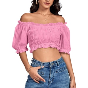 image:imageLYANER Womens Off The Shoulder Crop TopsPink