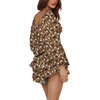 image:imageLYANER Womens Lantern Long Sleeve JumpsuitBrown Printed