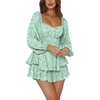 image:imageLYANER Womens Lantern Long Sleeve JumpsuitLight Green Printed