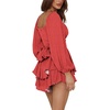 image:imageLYANER Womens Lantern Long Sleeve JumpsuitRed Printed