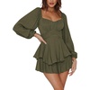 image:imageLYANER Womens Lantern Long Sleeve JumpsuitSolid Army Green