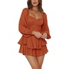 image:imageLYANER Womens Lantern Long Sleeve JumpsuitSolid Brown