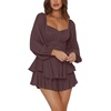 image:imageLYANER Womens Lantern Long Sleeve JumpsuitSolid Dark Brown