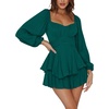 image:imageLYANER Womens Lantern Long Sleeve JumpsuitSolid Dark Green
