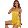 image:imageLYANER Womens Sexy Fringe Halter Waist Tie Back Sleeveless Romper Jumpsuit PlaysuitsLight Yellow