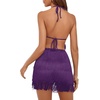 image:imageLYANER Womens Sexy Fringe Halter Waist Tie Back Sleeveless Romper Jumpsuit PlaysuitsPurple