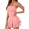 image:imageLYANER Womens Strapless Tube Elegant Romper DressPink
