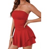 image:imageLYANER Womens Strapless Tube Elegant Romper DressRed
