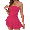 image:imageLYANER Womens Strapless Tube Elegant Romper DressRose